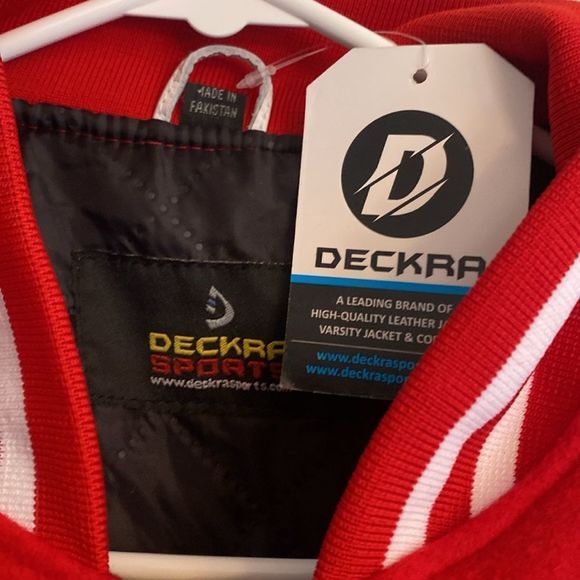 Men's Varsity Jacket Genuine Leather Sleeve & Wool Blend Letterman Jacket NWT - Picture 4 of 6